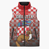 Personalized Croatia Sleeveless Puffer Jacket Kuna Zlatica With Symbol - Wonder Print Shop