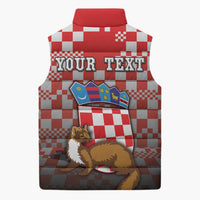 Personalized Croatia Sleeveless Puffer Jacket Kuna Zlatica With Symbol - Wonder Print Shop