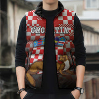 Personalized Croatia Sleeveless Puffer Jacket Kuna Zlatica With Symbol - Wonder Print Shop