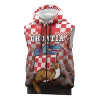 Personalized Croatia Sleeveless Zip Hoodie Kuna Zlatica With Symbol - Wonder Print Shop