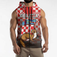 Personalized Croatia Sleeveless Zip Hoodie Kuna Zlatica With Symbol - Wonder Print Shop