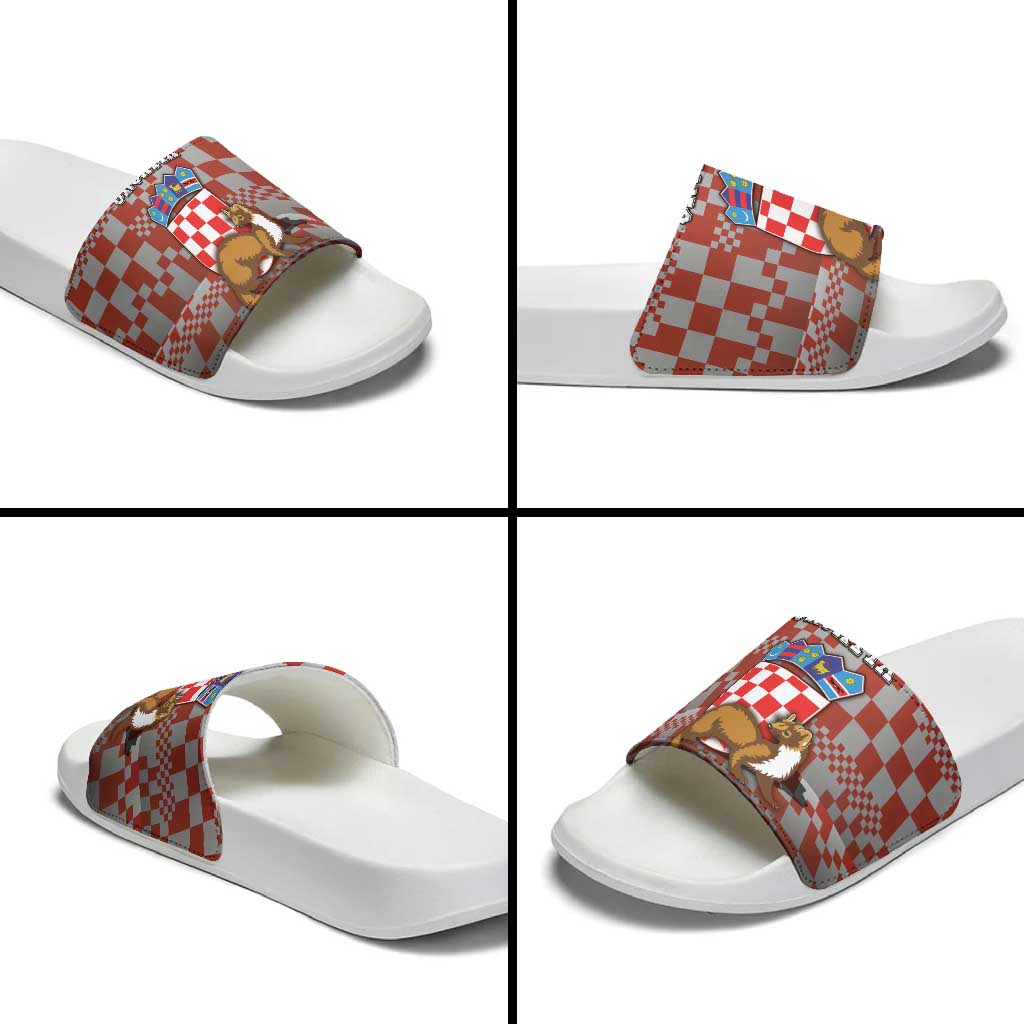 Croatia Slide Sandals Kuna Zlatica With Symbol - Wonder Print Shop
