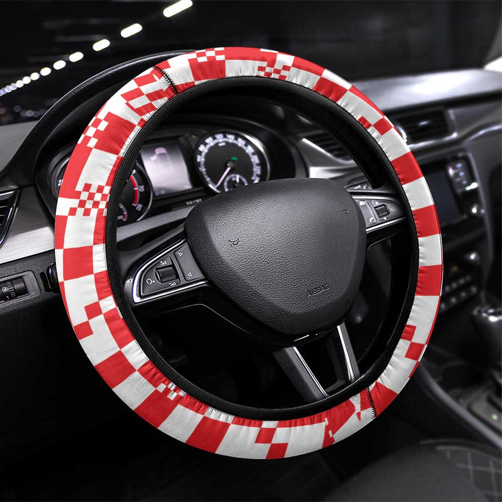 Croatia Steering Wheel Cover Kuna Zlatica With Symbol - Wonder Print Shop