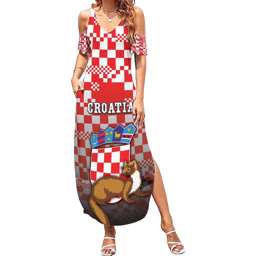 Personalized Croatia Summer Maxi Dress Kuna Zlatica With Symbol - Wonder Print Shop