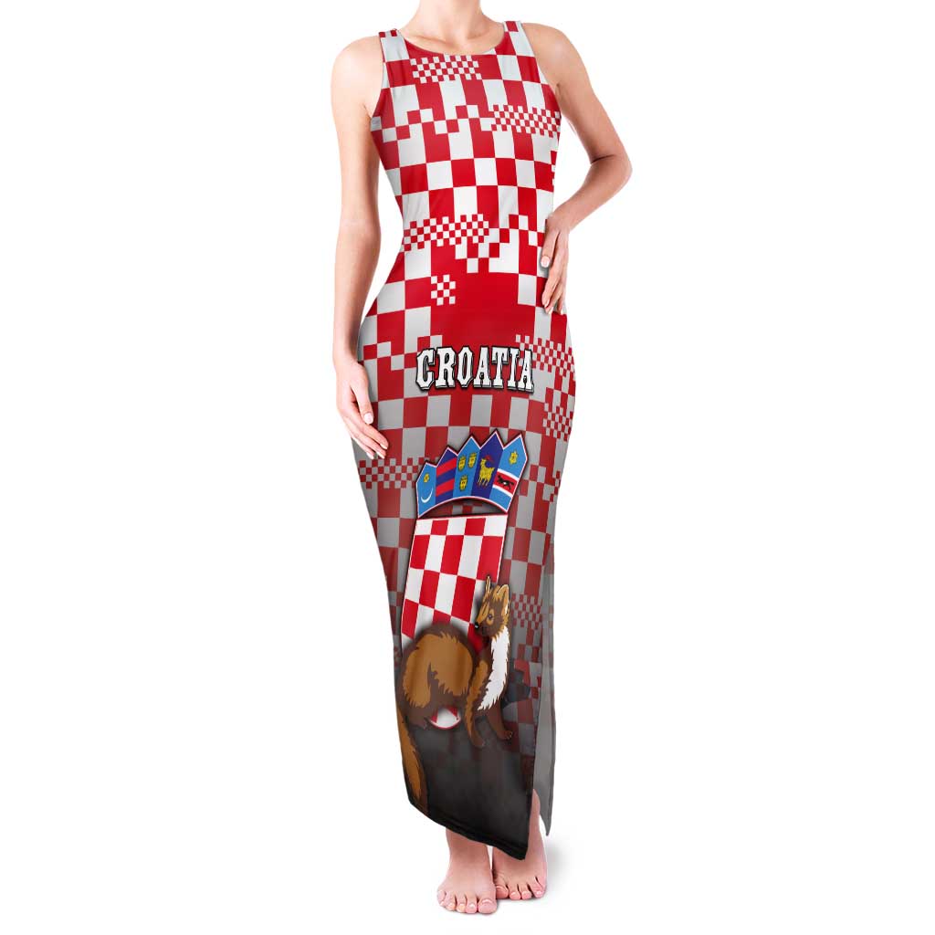 Personalized Croatia Tank Maxi Dress Kuna Zlatica With Symbol - Wonder Print Shop