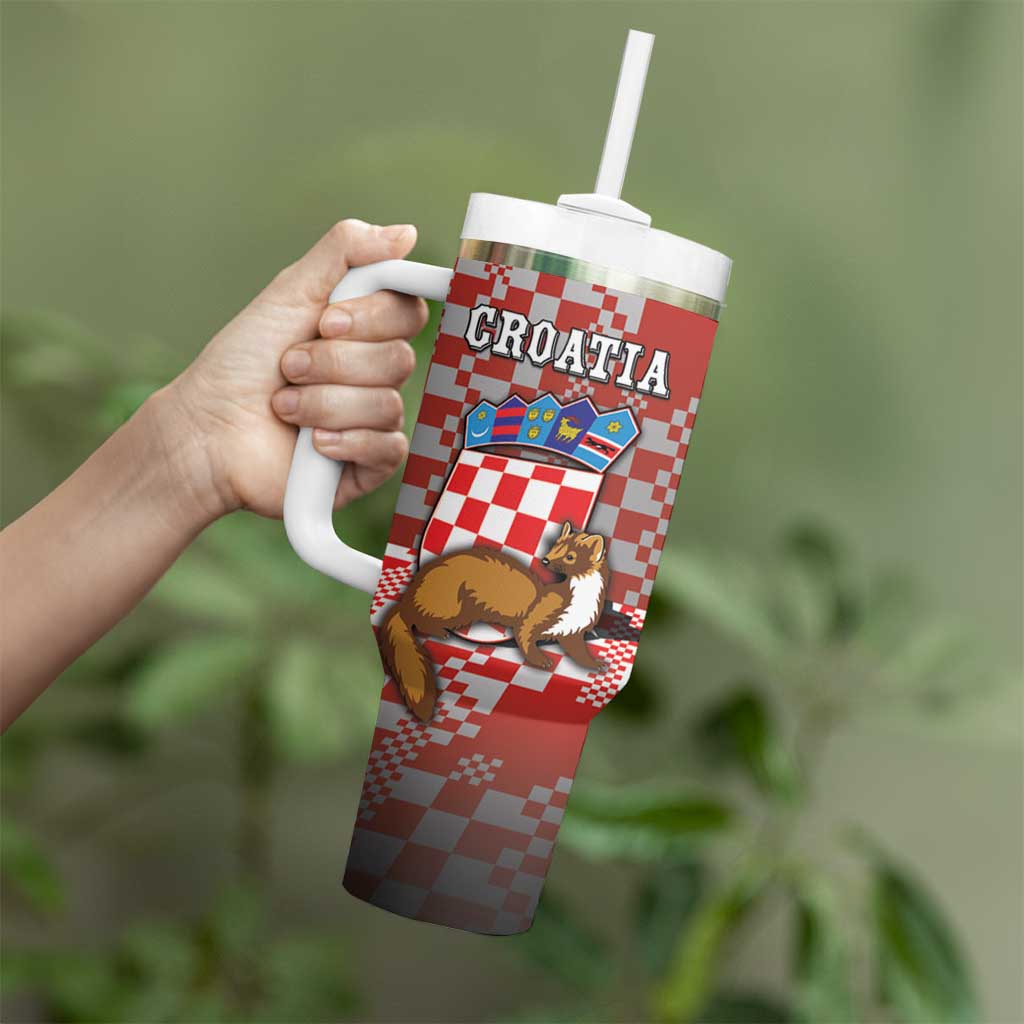Personalized Croatia Tumbler With Handle Kuna Zlatica With Symbol - Wonder Print Shop