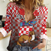 Personalized Croatia Women Casual Shirt Kuna Zlatica With Symbol - Wonder Print Shop