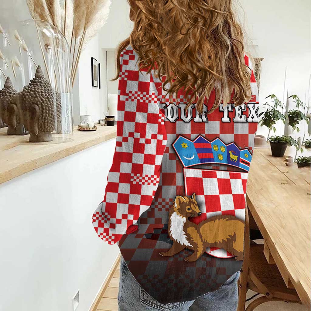 Personalized Croatia Women Casual Shirt Kuna Zlatica With Symbol - Wonder Print Shop