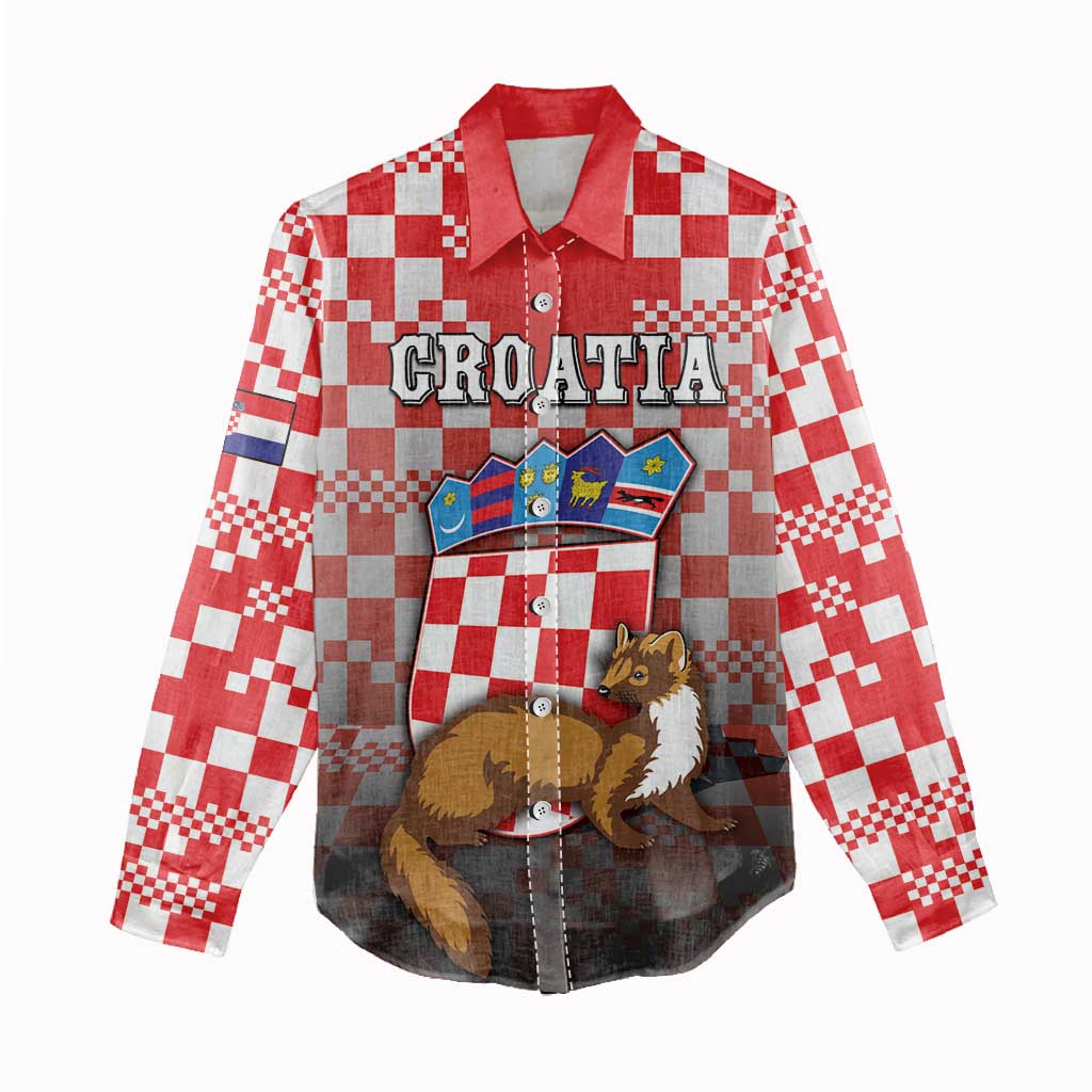 Personalized Croatia Women Casual Shirt Kuna Zlatica With Symbol - Wonder Print Shop