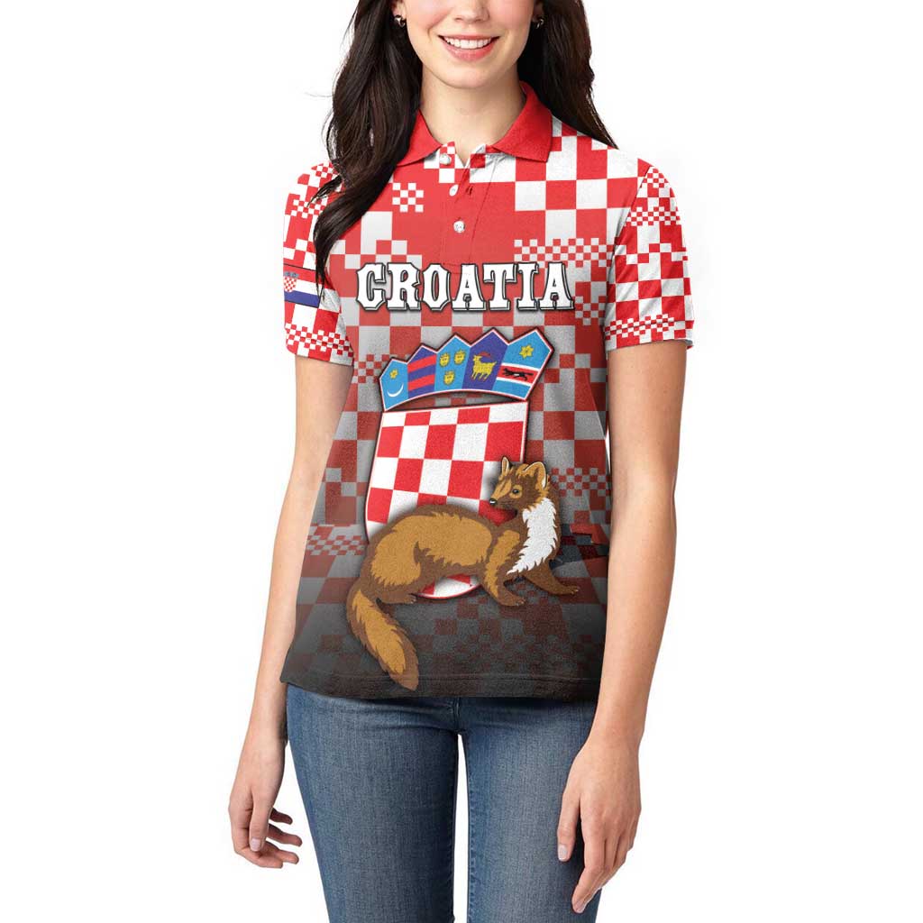 Personalized Croatia Women Polo Shirt Kuna Zlatica With Symbol - Wonder Print Shop