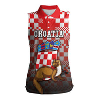 Personalized Croatia Women Sleeveless Polo Shirt Kuna Zlatica With Symbol - Wonder Print Shop