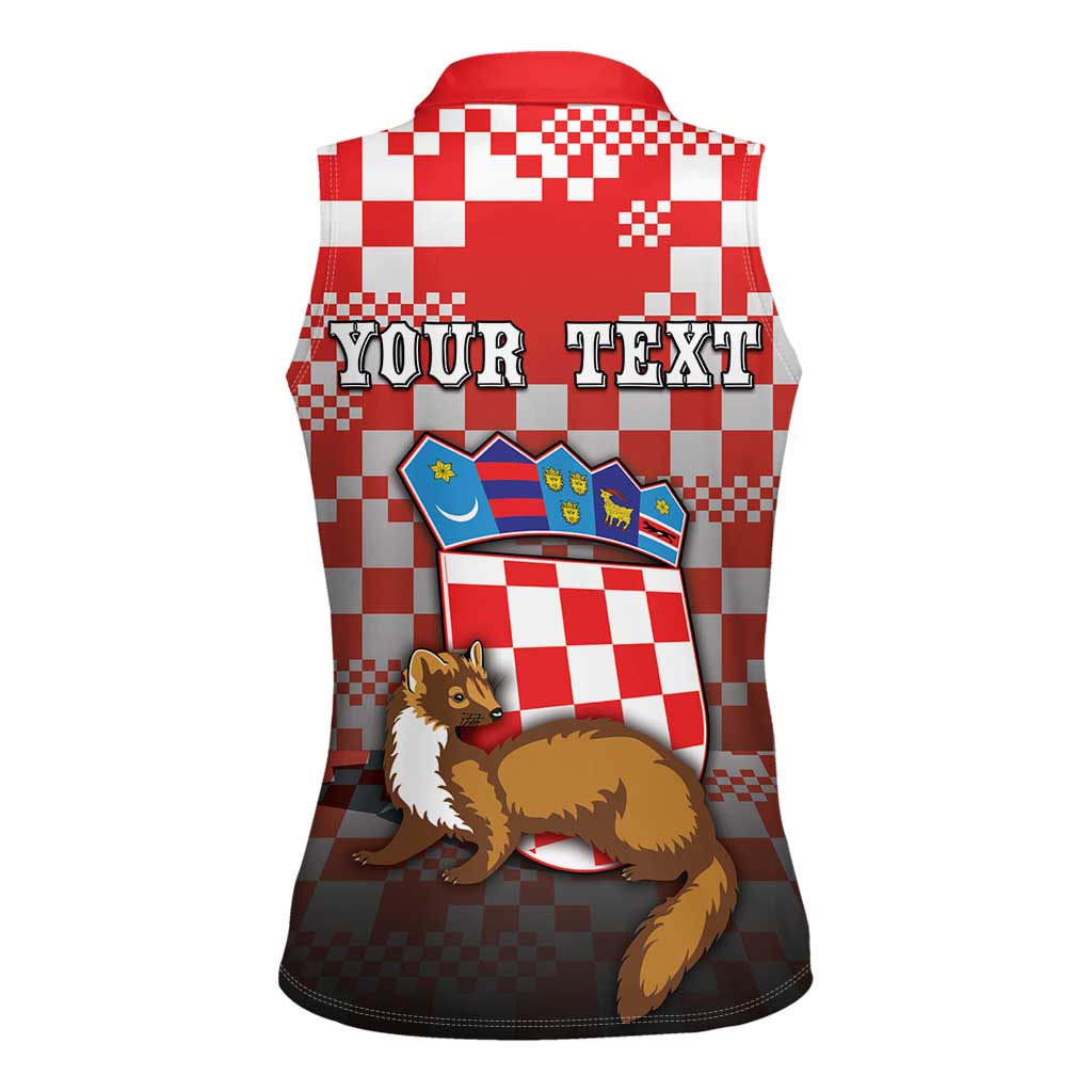 Personalized Croatia Women Sleeveless Polo Shirt Kuna Zlatica With Symbol - Wonder Print Shop