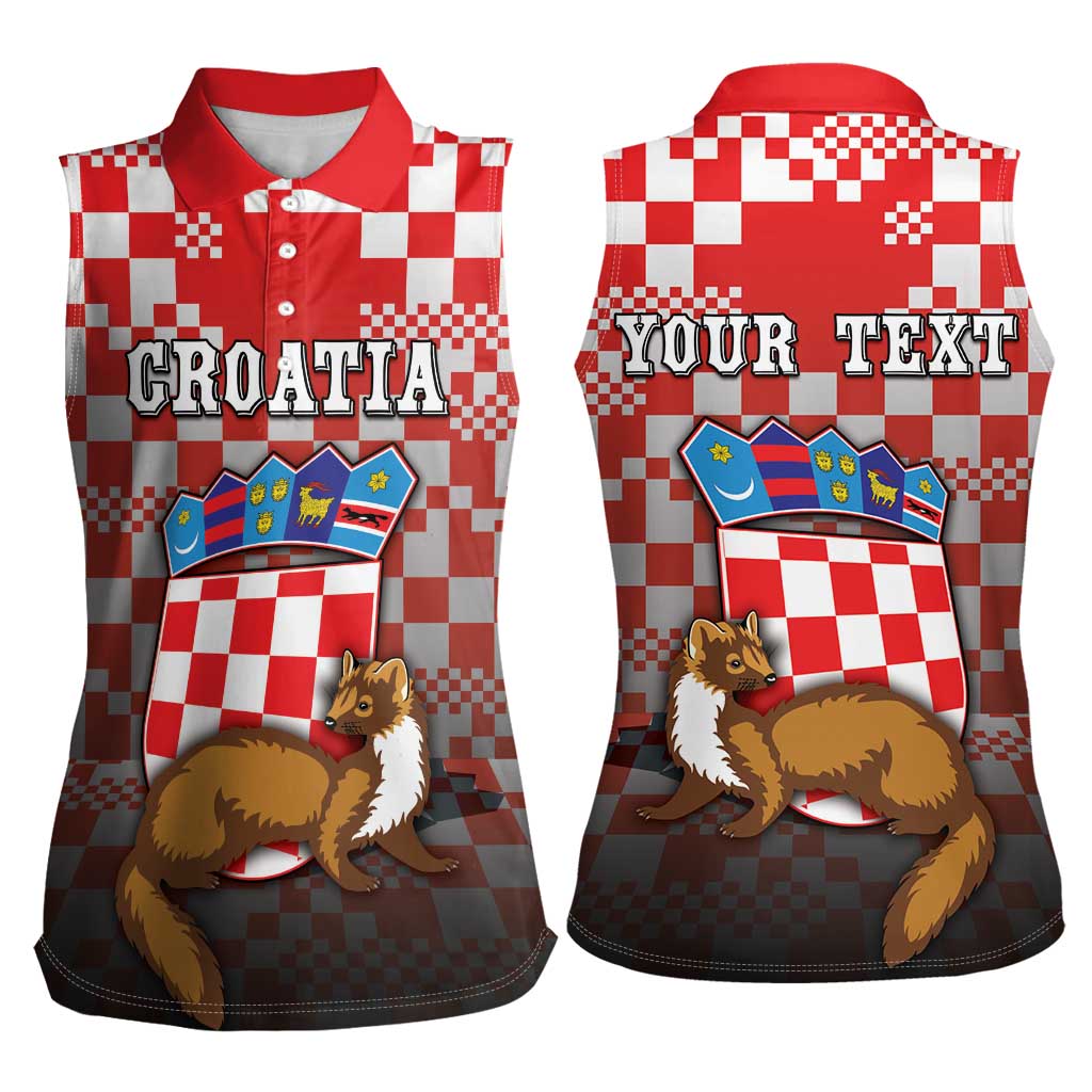 Personalized Croatia Women Sleeveless Polo Shirt Kuna Zlatica With Symbol - Wonder Print Shop