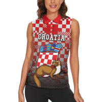 Personalized Croatia Women Sleeveless Polo Shirt Kuna Zlatica With Symbol - Wonder Print Shop