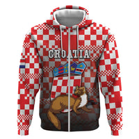 Personalized Croatia Zip Hoodie Kuna Zlatica With Symbol - Wonder Print Shop