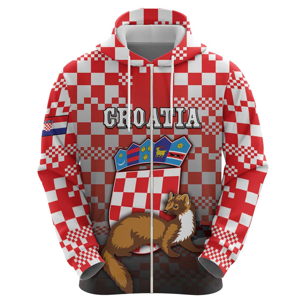 Personalized Croatia Zip Hoodie Kuna Zlatica With Symbol - Wonder Print Shop
