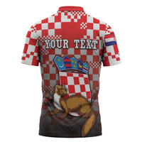 Personalized Croatia Zipper Polo Shirt Kuna Zlatica With Symbol - Wonder Print Shop