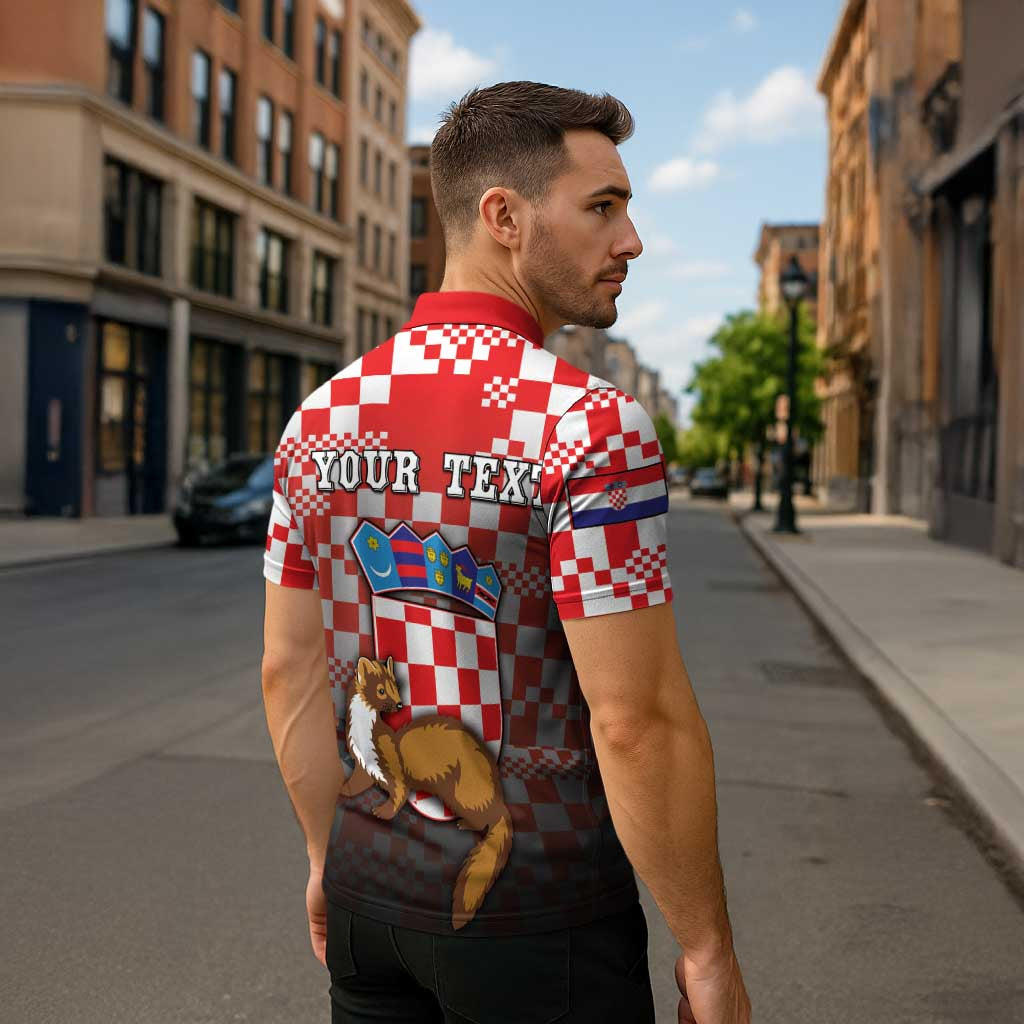 Personalized Croatia Zipper Polo Shirt Kuna Zlatica With Symbol - Wonder Print Shop