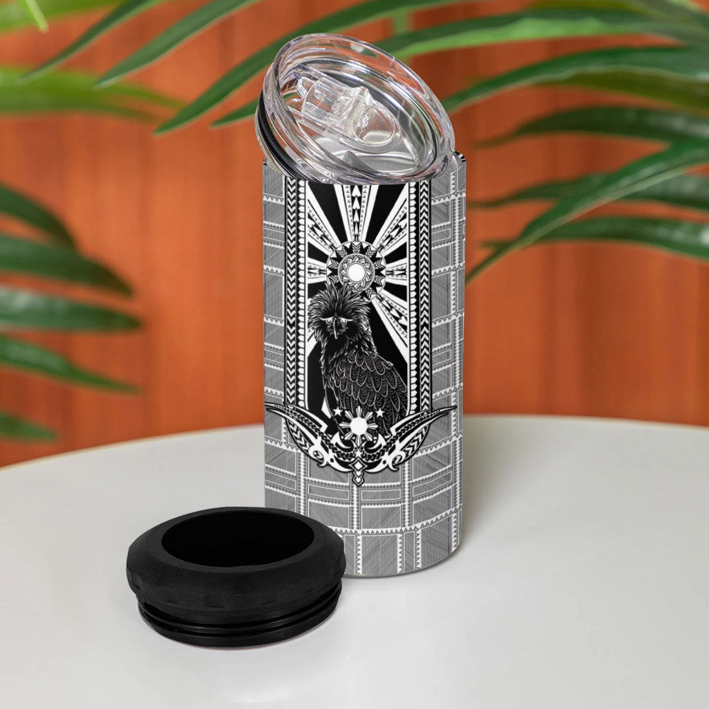 Mabuhay Philippines Festival 4 in 1 Can Cooler Tumbler Philippine Eagle Sun Three Stars Barong Pattern