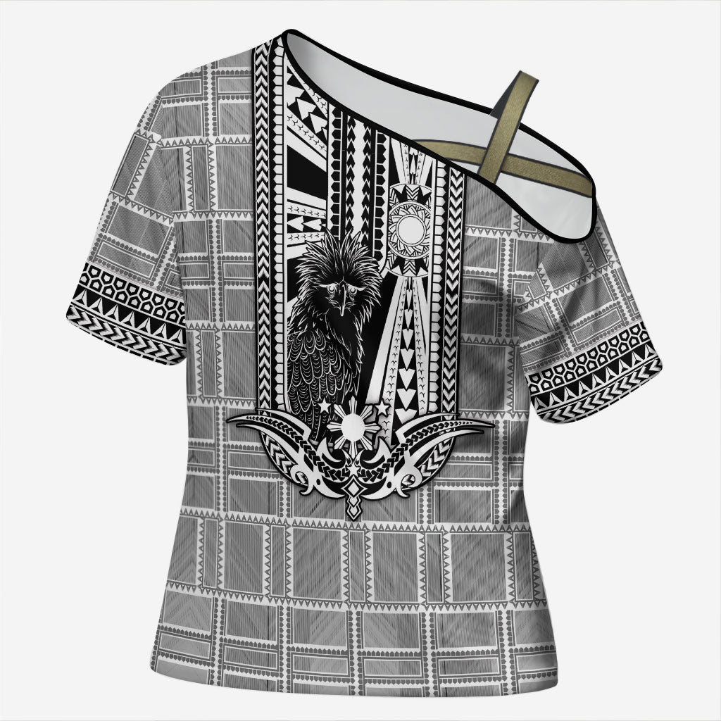 Mabuhay Philippines Festival Cross Shoulder Shirt Philippine Eagle Sun Three Stars Barong Pattern