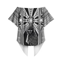 Mabuhay Philippines Festival Off Shoulder Wrap Waist Top Philippine Eagle Sun Three Stars Barong Pattern