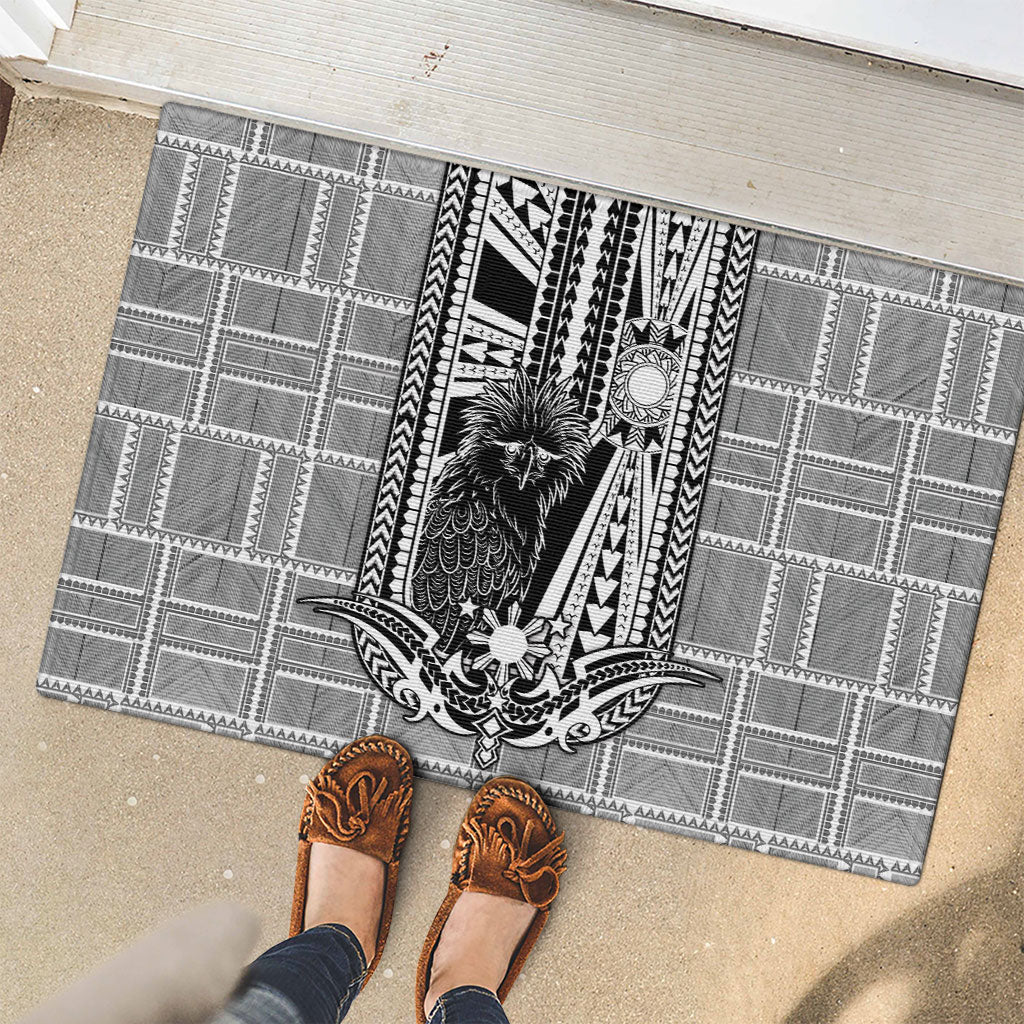 Mabuhay Philippines Festival Rubber Doormat Philippine Eagle Sun Three Stars Barong Pattern