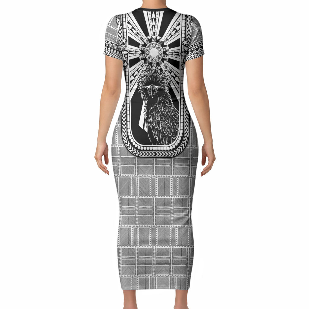 Mabuhay Philippines Festival Short Sleeve Bodycon Dress Philippine Eagle Sun Three Stars Barong Pattern