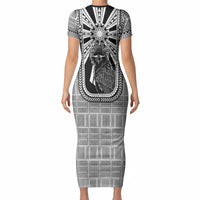 Mabuhay Philippines Festival Short Sleeve Bodycon Dress Philippine Eagle Sun Three Stars Barong Pattern