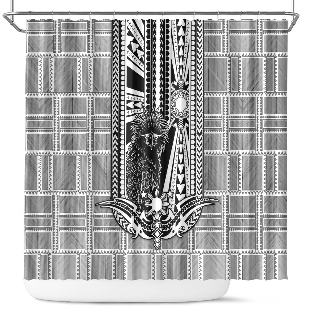 Mabuhay Philippines Festival Shower Curtain Philippine Eagle Sun Three Stars Barong Pattern