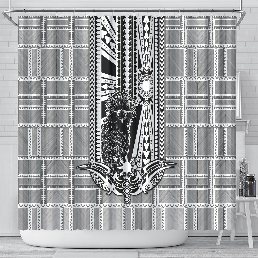 Mabuhay Philippines Festival Shower Curtain Philippine Eagle Sun Three Stars Barong Pattern
