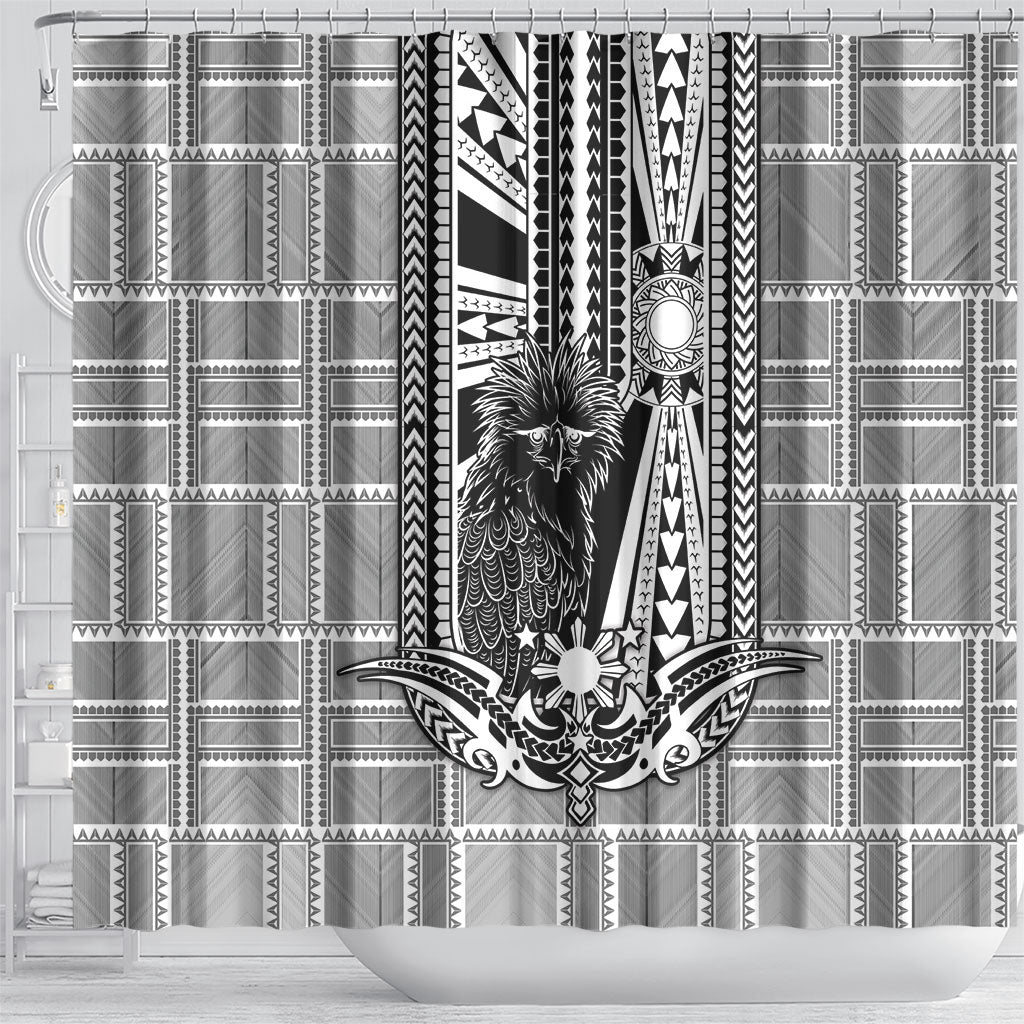 Mabuhay Philippines Festival Shower Curtain Philippine Eagle Sun Three Stars Barong Pattern
