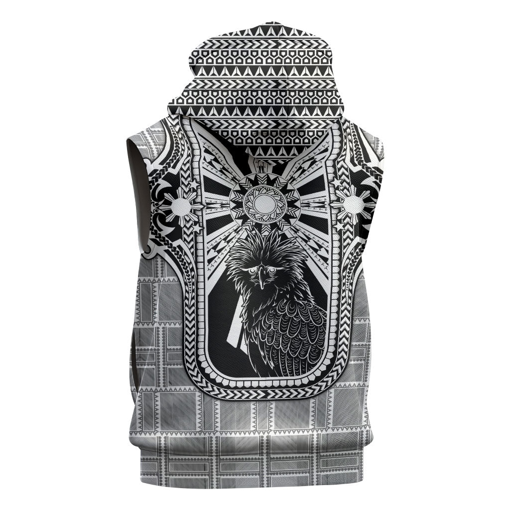 Mabuhay Philippines Festival Sleeveless Zip Hoodie Philippine Eagle Sun Three Stars Barong Pattern