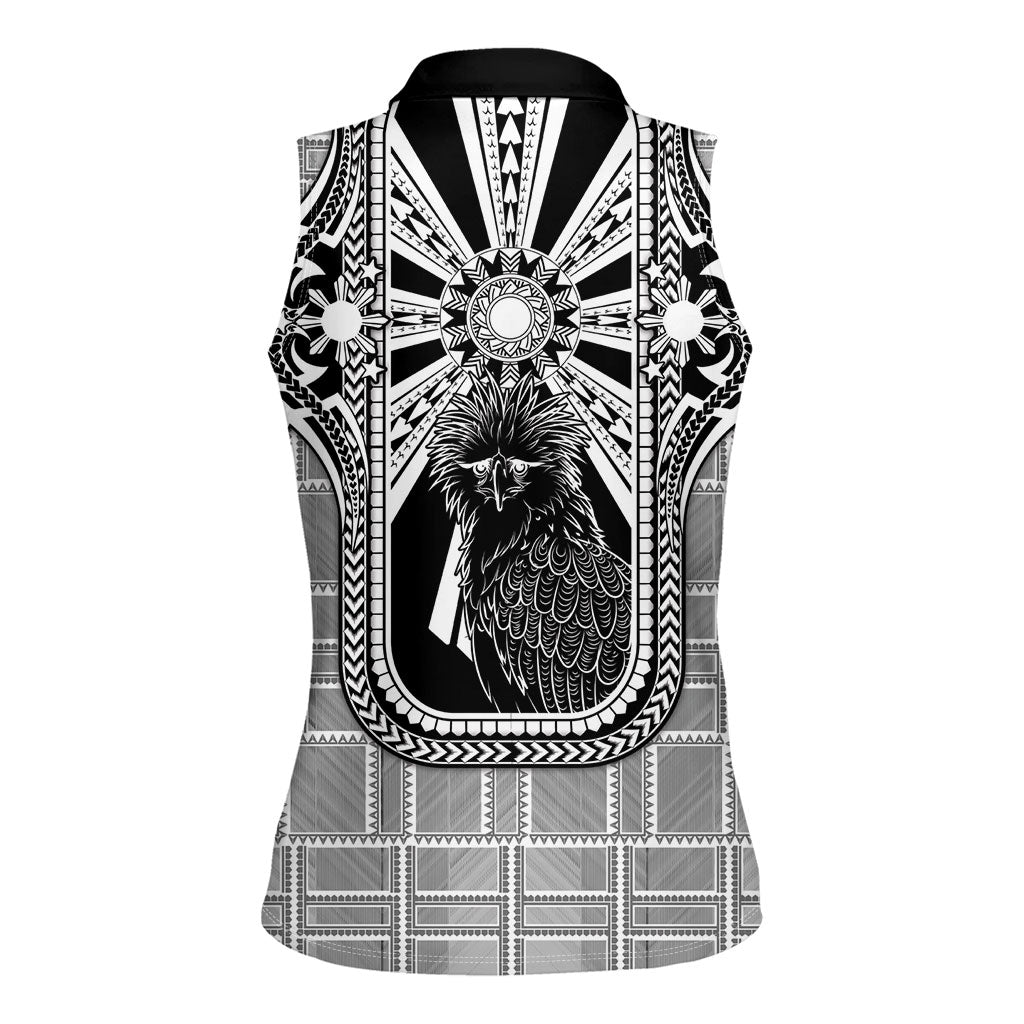 Mabuhay Philippines Festival Women Sleeveless Polo Shirt Philippine Eagle Sun Three Stars Barong Pattern