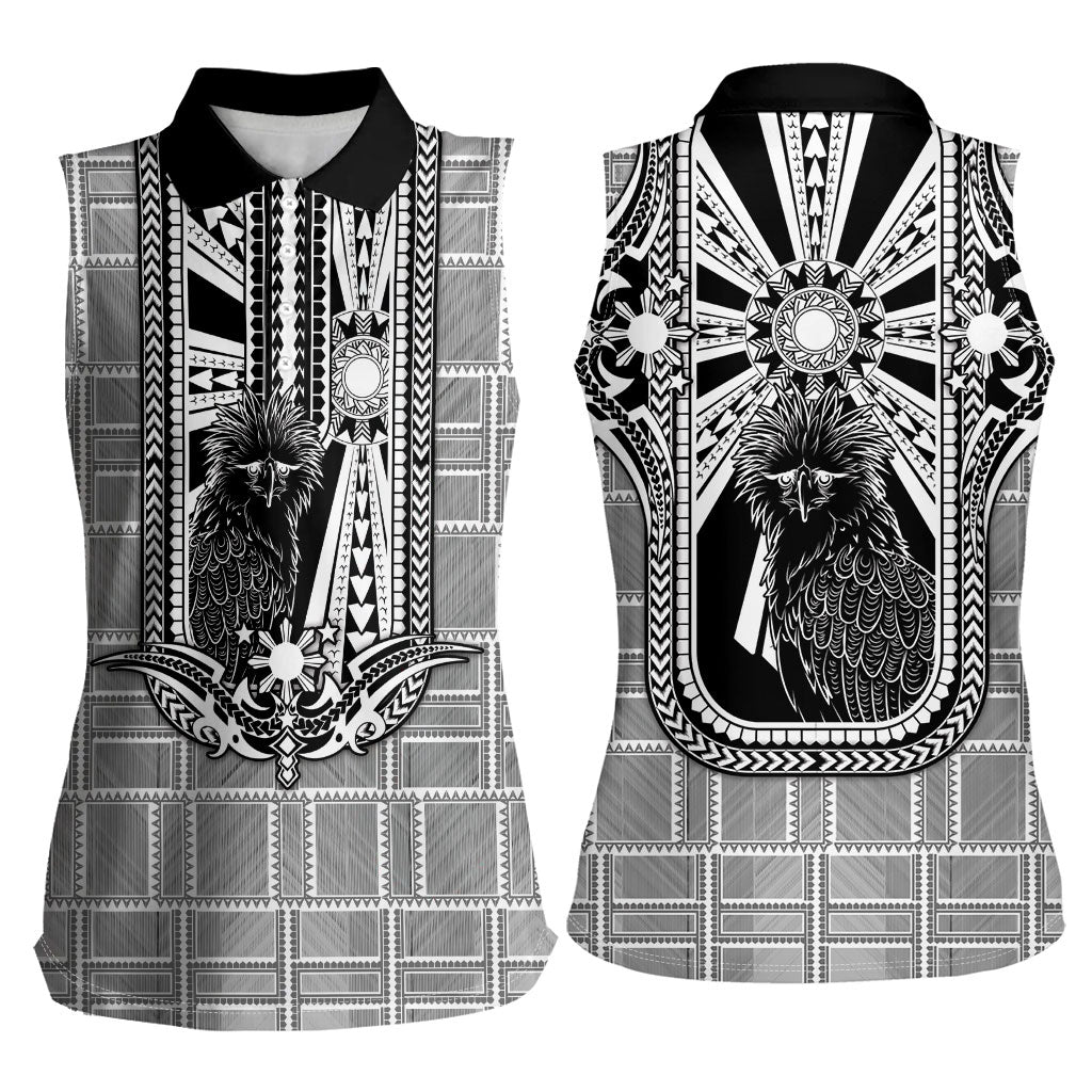 Mabuhay Philippines Festival Women Sleeveless Polo Shirt Philippine Eagle Sun Three Stars Barong Pattern