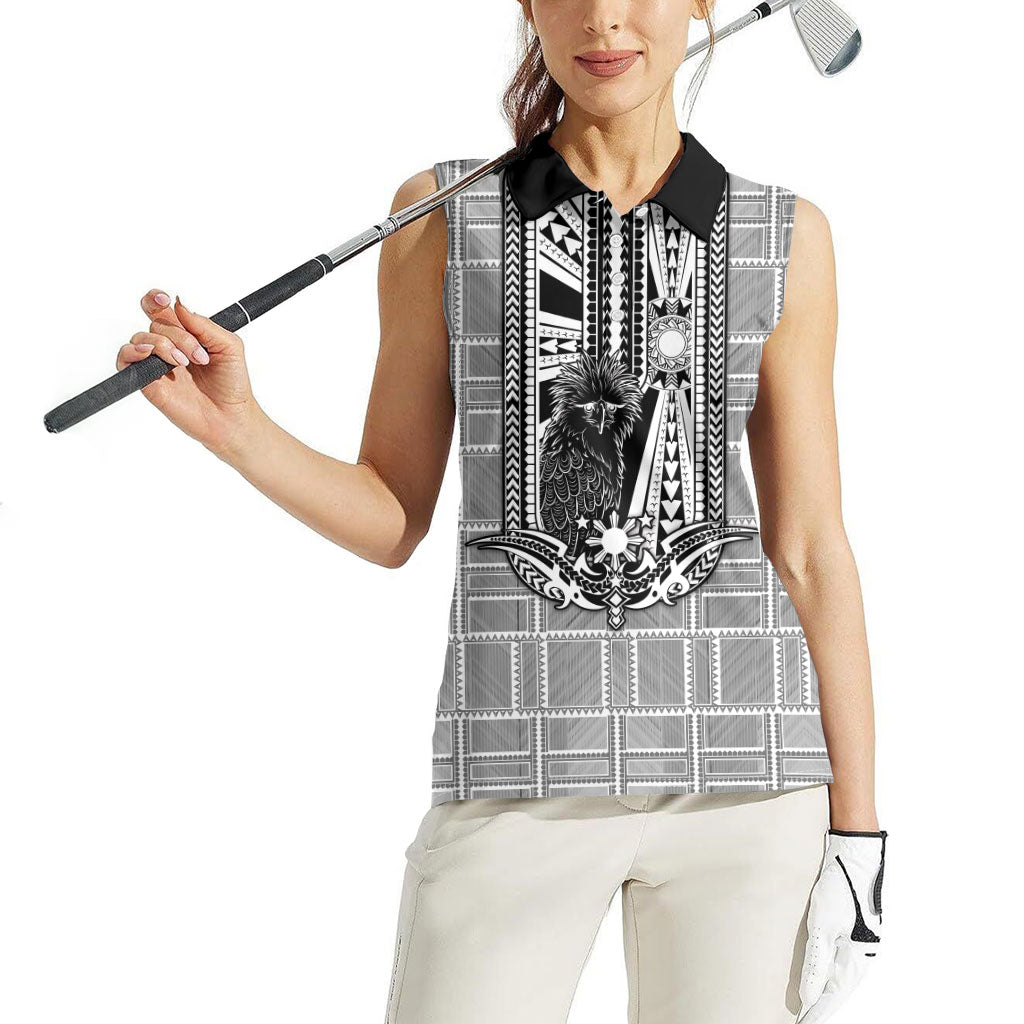 Mabuhay Philippines Festival Women Sleeveless Polo Shirt Philippine Eagle Sun Three Stars Barong Pattern