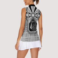 Mabuhay Philippines Festival Women Sleeveless Polo Shirt Philippine Eagle Sun Three Stars Barong Pattern