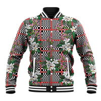 Red Binakol Motifs With Jasminum Sambac Baseball Jacket Mabuhay Philippines Festival
