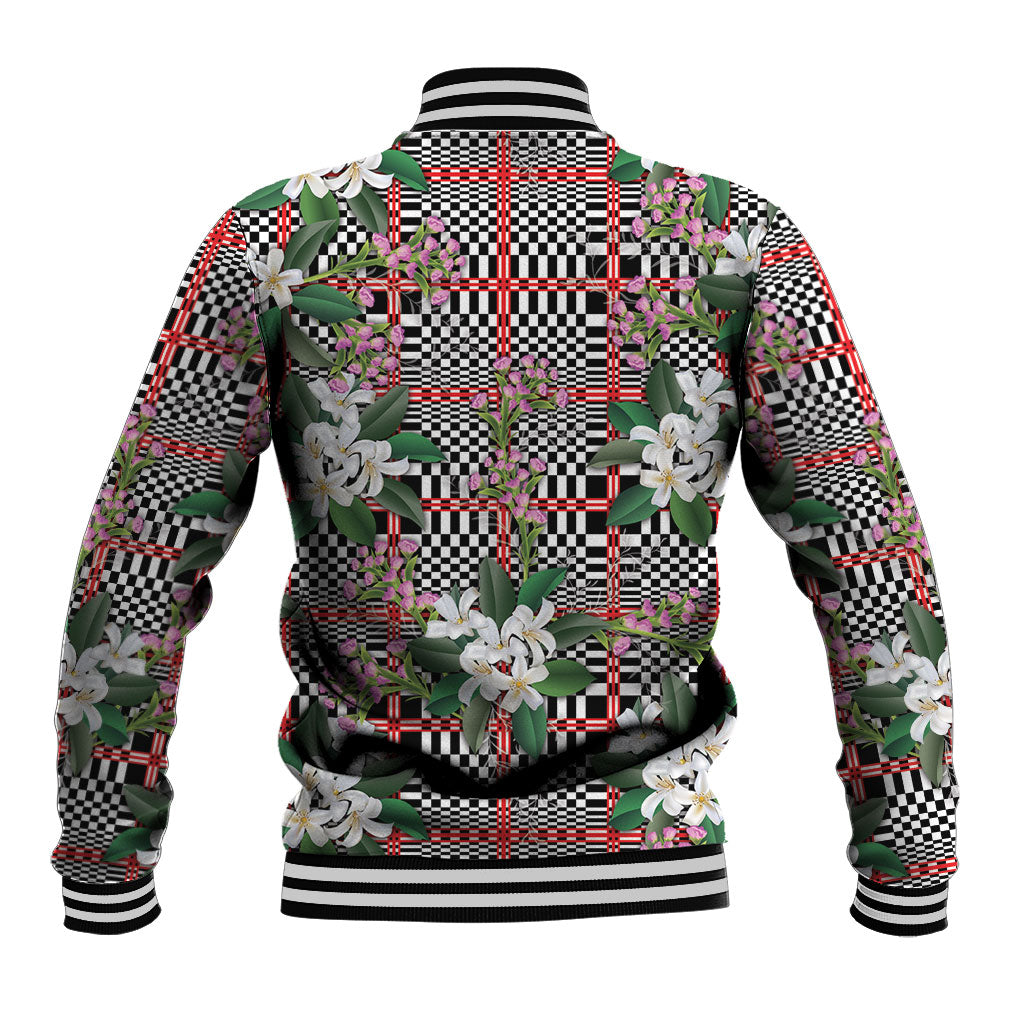 Red Binakol Motifs With Jasminum Sambac Baseball Jacket Mabuhay Philippines Festival