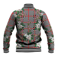 Red Binakol Motifs With Jasminum Sambac Baseball Jacket Mabuhay Philippines Festival