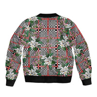 Red Binakol Motifs With Jasminum Sambac Bomber Jacket Mabuhay Philippines Festival