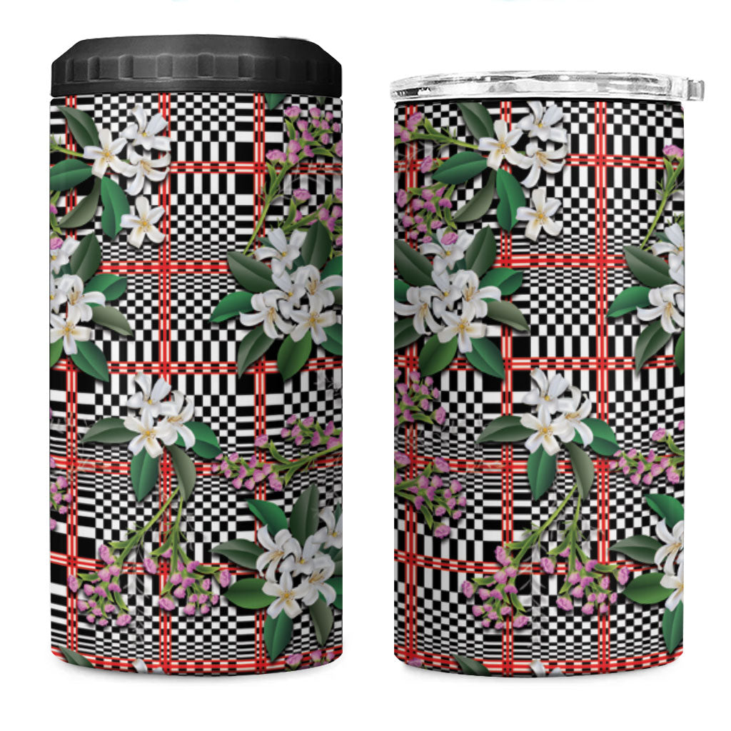 Red Binakol Motifs With Jasminum Sambac 4 in 1 Can Cooler Tumbler Mabuhay Philippines Festival