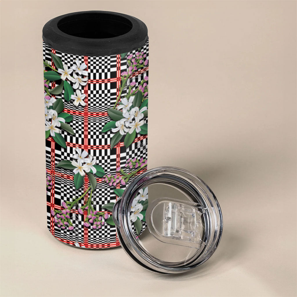 Red Binakol Motifs With Jasminum Sambac 4 in 1 Can Cooler Tumbler Mabuhay Philippines Festival
