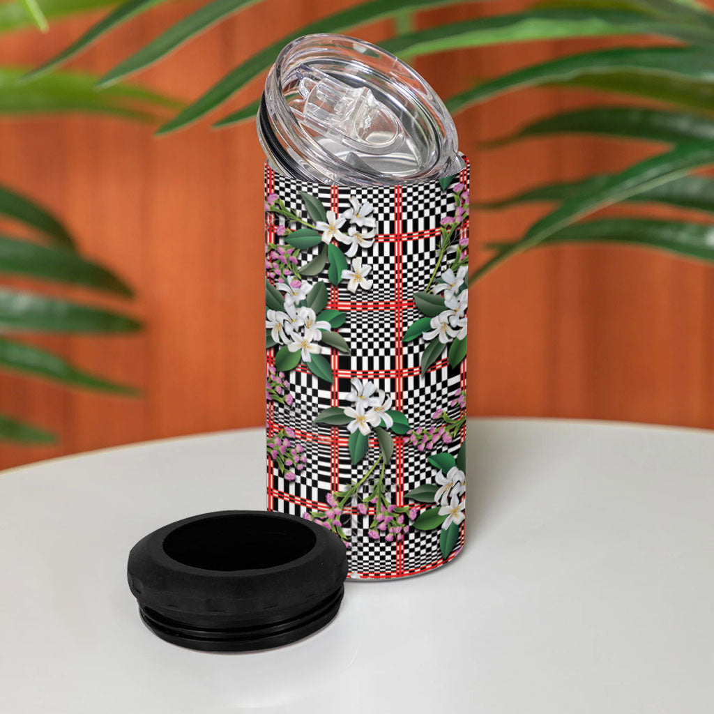 Red Binakol Motifs With Jasminum Sambac 4 in 1 Can Cooler Tumbler Mabuhay Philippines Festival