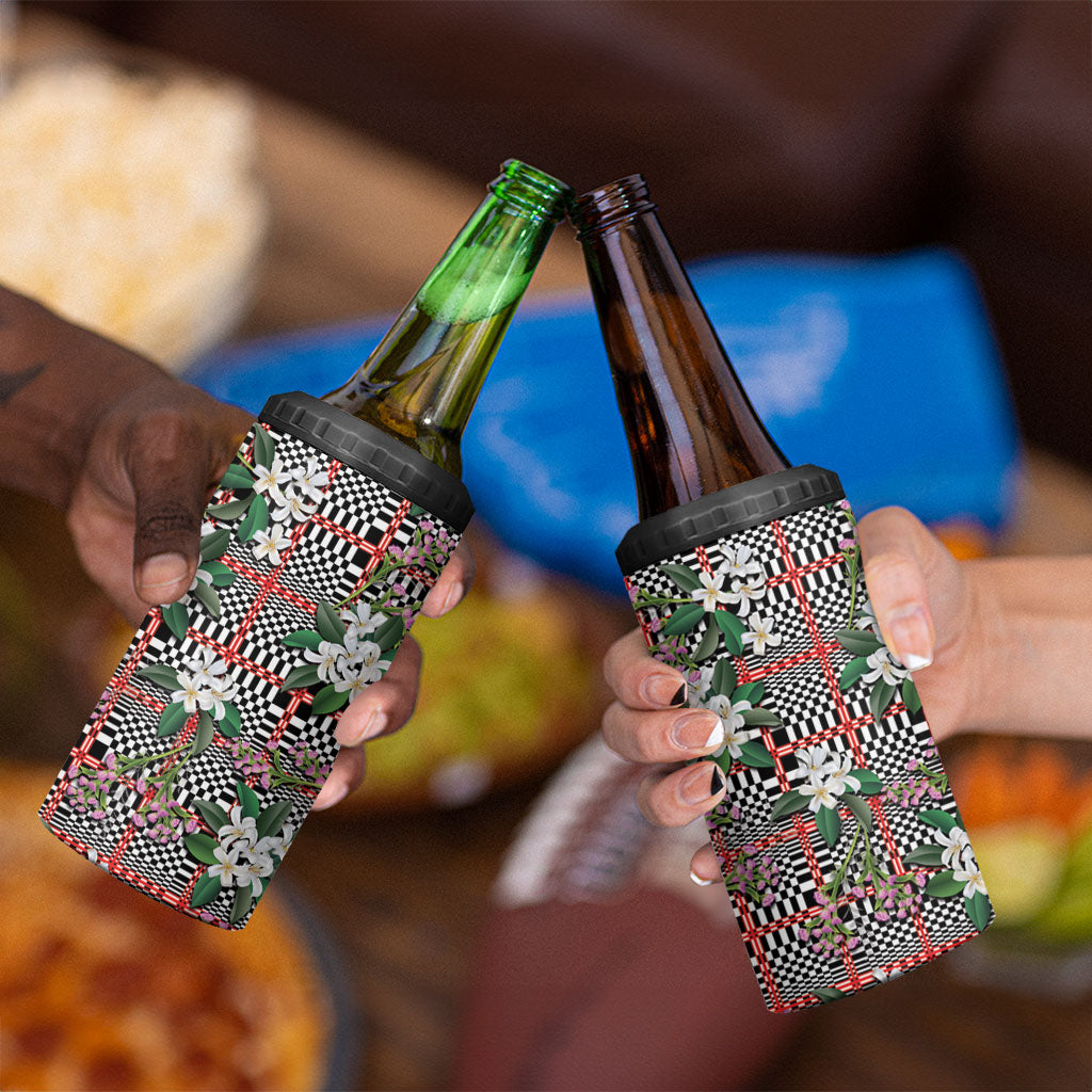 Red Binakol Motifs With Jasminum Sambac 4 in 1 Can Cooler Tumbler Mabuhay Philippines Festival