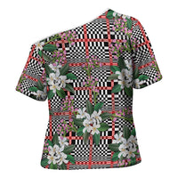 Red Binakol Motifs With Jasminum Sambac Cross Shoulder Shirt Mabuhay Philippines Festival