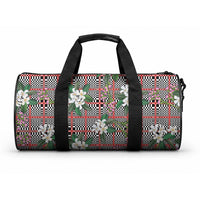 Red Binakol Motifs With Jasminum Sambac Duffle Bag Mabuhay Philippines Festival