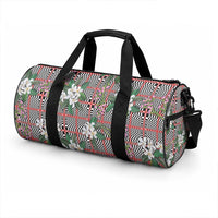 Red Binakol Motifs With Jasminum Sambac Duffle Bag Mabuhay Philippines Festival