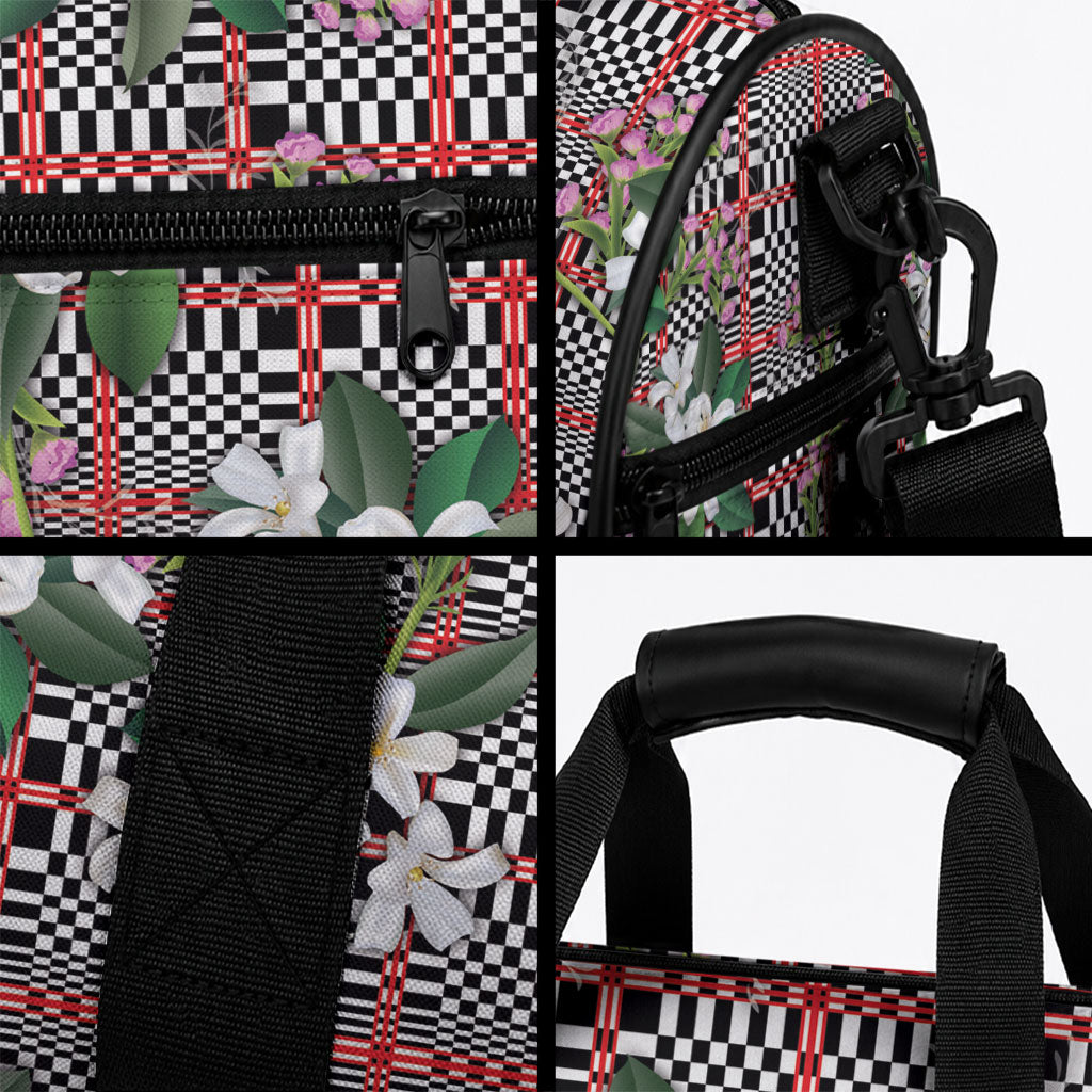 Red Binakol Motifs With Jasminum Sambac Duffle Bag Mabuhay Philippines Festival