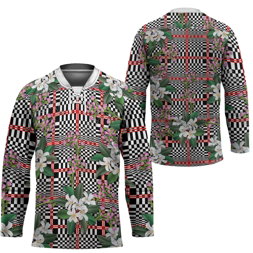 Red Binakol Motifs With Jasminum Sambac Hockey Jersey Mabuhay Philippines Festival