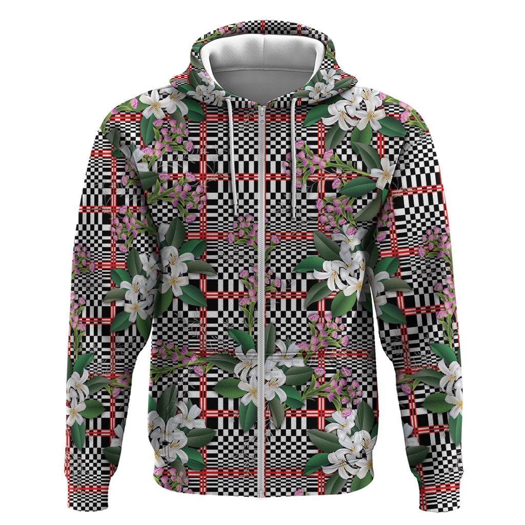 Red Binakol Motifs With Jasminum Sambac Hoodie Mabuhay Philippines Festival
